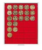 Box rouge pour 35 monnaies avec alvoles carrs de 36mm LINDNER 2135
