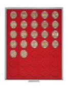 Box rouge pour pieces 2 euros sous capsules avec alvoles ronds LINDNER 2530