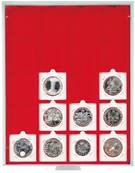 Box rouge pour 20 monnaies alvoles carrs 50 mm LINDNER 2122