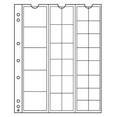 5 feuilles Numis à 33 cases diverses tailles Leuchtturm NHMIX 323010
