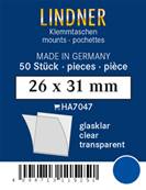 50 pochettes Lindner simple soudure fond transparent 26 x 31 mm HA7047