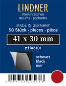 50 pochettes Lindner simple soudure fond noir 41 x 30 mm HA6101