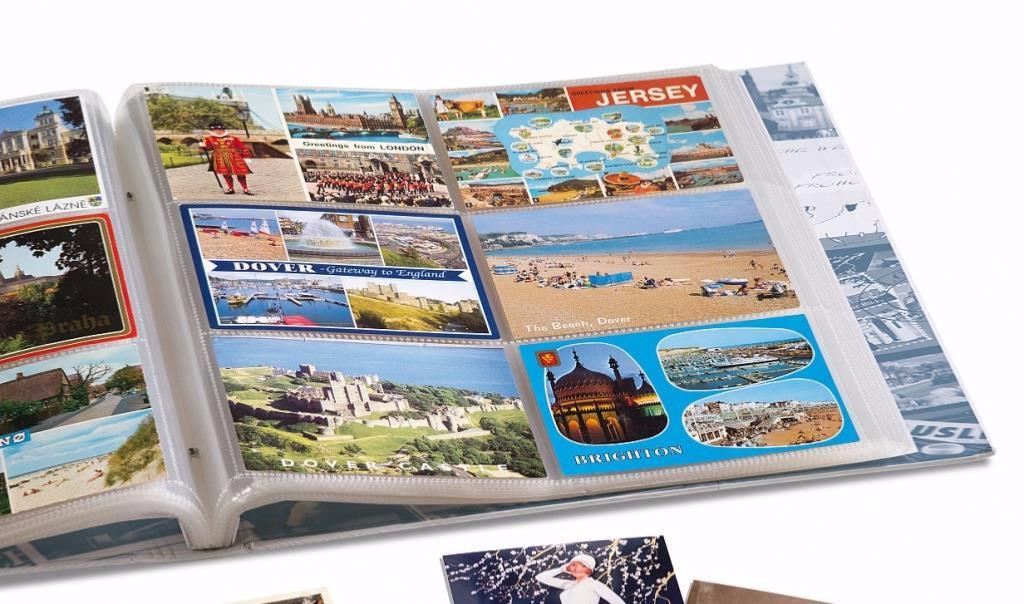 Album LINDNER LOTUS Pour Cartes Postales - 50 Pochettes Transparentes | Reliure Ouatinée, 160 Cartes Capacité