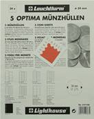 5 Feuilles monnaies Optima 34 à 24 cases de 34mm M24 Leuchtturm 319236