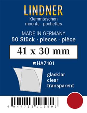 50 pochettes Lindner simple soudure fond transparent 41 x 30 mm HA7101