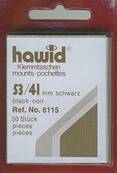 50 pochettes Hawid 6115 simple soudure fond noir 53 x 41 mm ID119