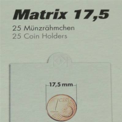 25 cadres autocollants 17.5 mm pour pieces Leuchtturm KRS17.5 311005