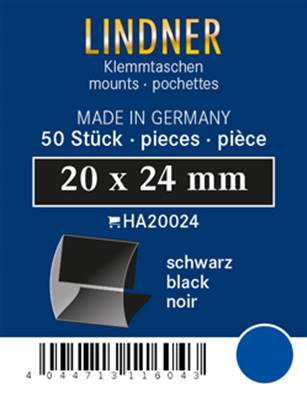 50 pochettes Lindner double soudure fond noir 20 x 24 mm HA20024