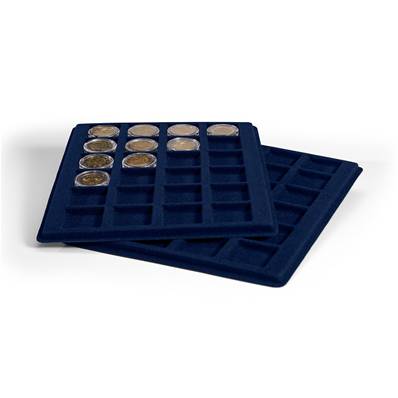 2 plateaux 24 cases carrés 33 mm TAB S bleu Leuchtturm 336508