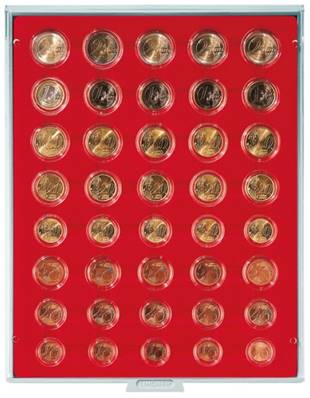 Box rouge pour 5 series de 8 pieces euros courantes sous capsules LINDNER 2556