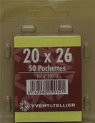 50 pochettes 20 mm x 26 mm double soudure fond noir Yvert 19012