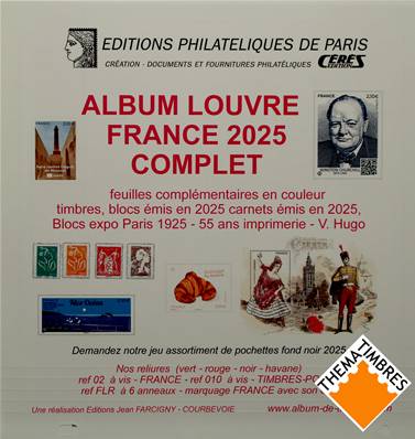 Feuilles France 2025 complet Album Louvre Edition Ceres FF25C