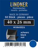 50 pochettes Lindner double soudure fond noir 40 x 26 mm HA40026