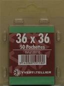 50 pochettes 36 mm x 36 mm double soudure fond noir Yvert 19118