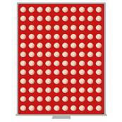 Box rouge pour 120 pieces de 1 cent euro avec alvéoles ronds 16.5mm LINDNER 2501