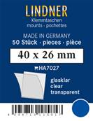 50 pochettes Lindner simple soudure fond transparent 40 x 26 mm HA7027