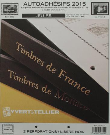 Jeu France Futura FS 2015 2e semestre Autoadhésifs Yvert et Tellier 750014