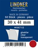 50 pochettes Lindner simple soudure fond transparent 30 x 41 mm HA7113