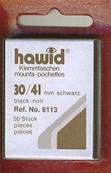 50 pochettes Hawid 6113 simple soudure fond noir 30 x 41 mm 303115
