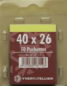 50 pochettes 40 mm x 26 mm simple soudure fond noir Yvert 18114
