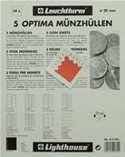 5 Feuilles monnaies Optima 20 à 54 cases de 20mm M54 Leuchtturm 315033