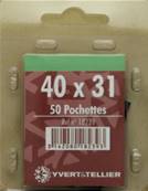 50 pochettes 40 mm x 31 mm simple soudure fond noir Yvert 18239