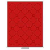 Box rouge monnaies sous capsules 44 mm avec alv�oles ronds LINDNER 2544