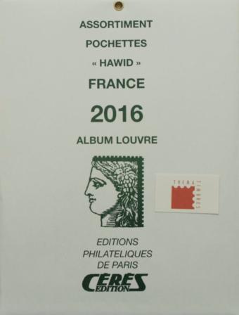 Jeu de pochettes pour feuilles France 2016 Album Louvre Edition Ceres HBA16