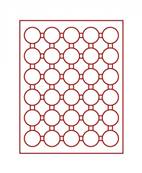 Box rouge 30 cases pour monnaies 33mm sous capsules LINDNER 2226