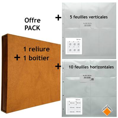 album Luxe et boitier CPA brun clair 15 feuilles blanches SAFE 6101-B