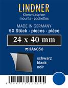 50 pochettes Lindner simple soudure fond noir 24 x 40 mm HA6056