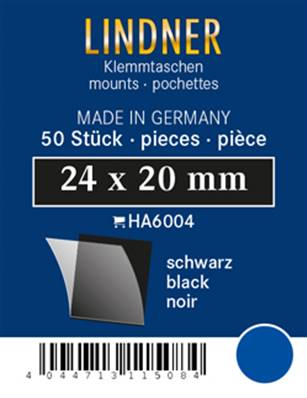 50 pochettes Lindner simple soudure fond noir 24 x 20 mm HA6004