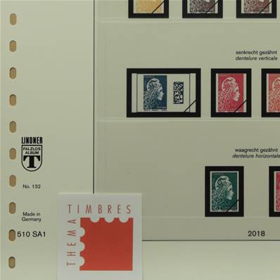 Feuilles France timbres autocollants 2018 à 2019 LINDNER T T132-18SA