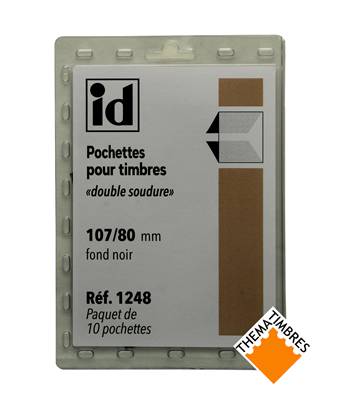 10 pochettes ID double soudure fond noir 107 x 80 mm ID1248B