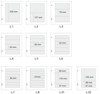 10 Feuilles assorties L1 à L32 bandes DAVO