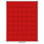 Box rouge pour 48 monnaies alveoles carrés 30mm LINDNER 2148