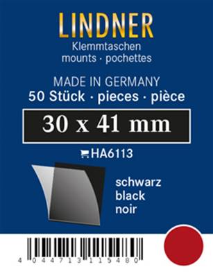 50 pochettes Lindner simple soudure fond noir 30 x 41 mm HA6113