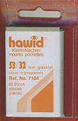 50 pochettes Hawid 7104 simple soudure fond transparent 53 x 32 mm ID217