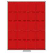 Box rouge pour 20 monnaies alvéoles carrés 50 mm LINDNER 2122