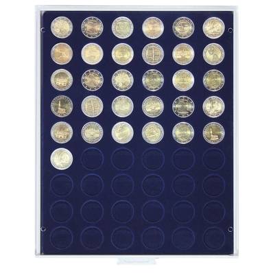 Box bleu pour 54 pieces de 2 euros avec alvéoles ronds 25.75mm LINDNER 2154M