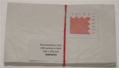 100 sachets cristal 105 x 150 mm + 20 mm de rabat