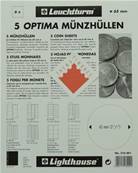 5 Feuilles monnaies Optima 65 à 6 cases de 65mm M6 Leuchtturm 316001