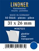 50 pochettes Lindner simple soudure fond transparent 31 x 26 mm HA7025
