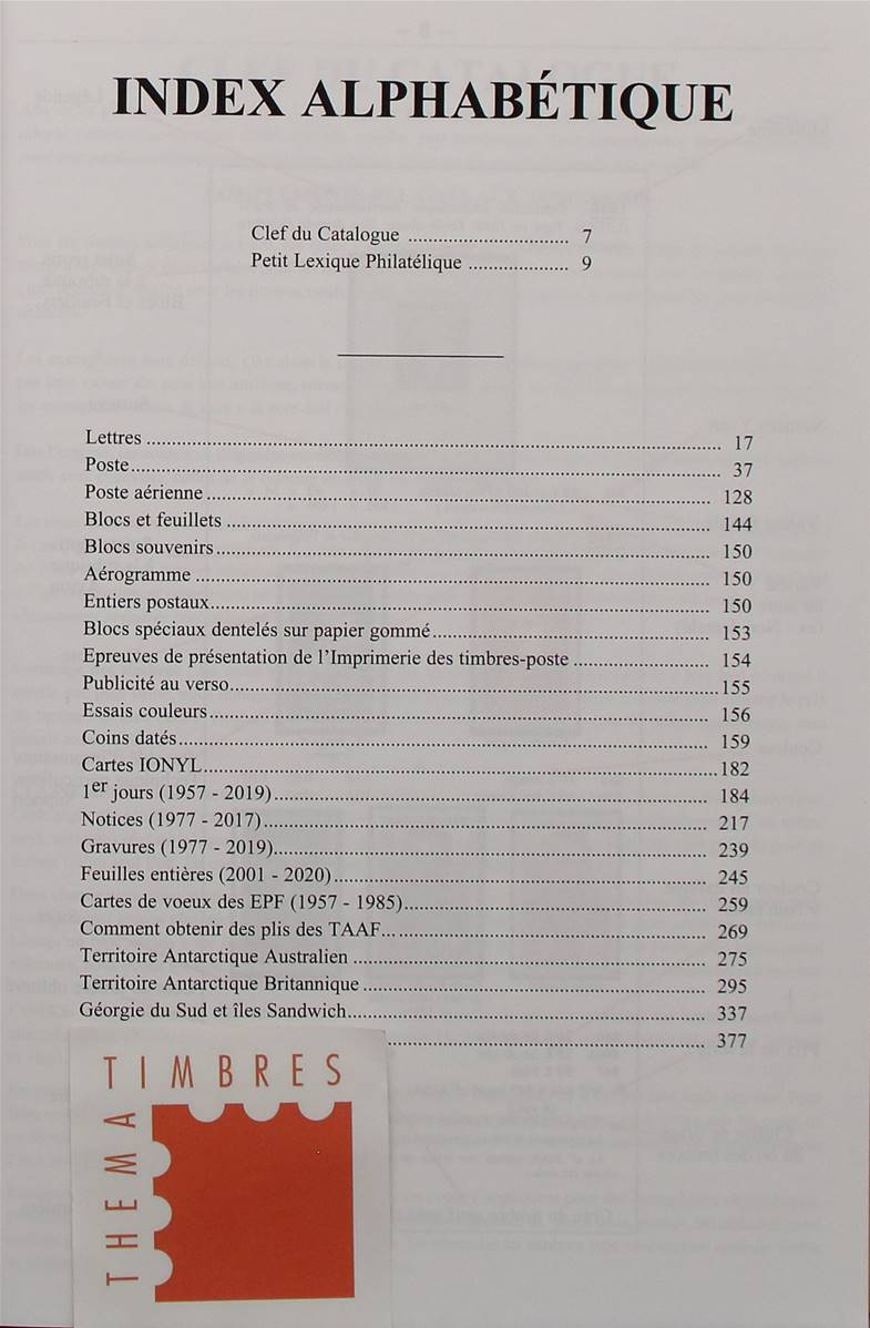 Catalogue Yvert et Tellier des Timbres des TAAF 2023 chez philarama37