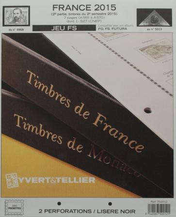 Jeu France Futura FS 2015 2e semestre Yvert et Tellier 750012