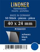 50 pochettes Lindner simple soudure fond noir 40 x 24 mm HA6020