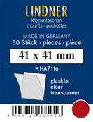 50 pochettes Lindner simple soudure fond transparent 41 x 41 mm HA7116