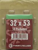 50 pochettes 32 mm x 53 mm simple soudure fond noir Yvert 18015